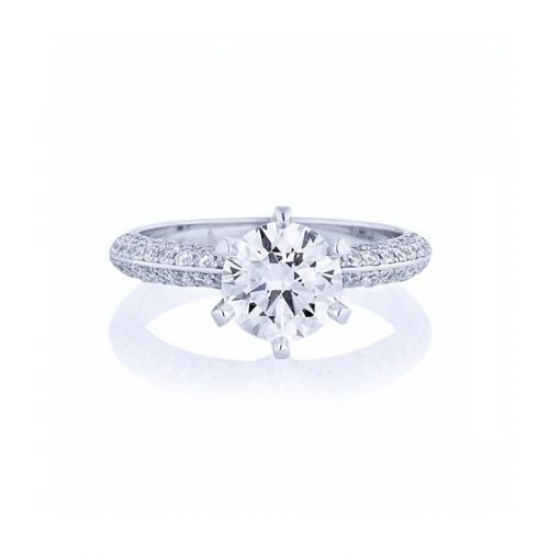 PAR016 - Brilliant Cut Claw Set And Pave Diamond Ring - Image 3