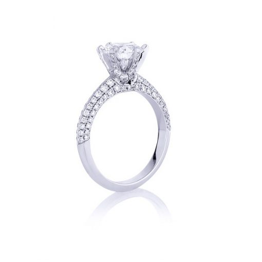PAR016 - Brilliant Cut Claw Set And Pave Diamond Ring - Image 2